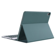 Y-C11B 2021 Detachable Candy Color Skin Texture Round Keycap Bluetooth Keyboard Leather Tablet Case with Pen Slot & Stand For iPad Pro 11 2021 / Air4 / Air5 / Pro 11(Dark Green)