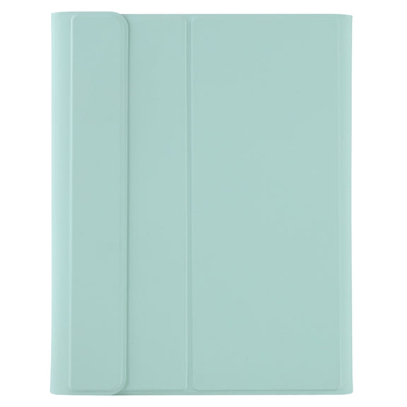 Y-C11B 2021 Detachable Candy Color Skin Texture Round Keycap Bluetooth Keyboard Leather Tablet Case with Pen Slot & Stand For iPad Pro 11 (2021)(Light Green)
