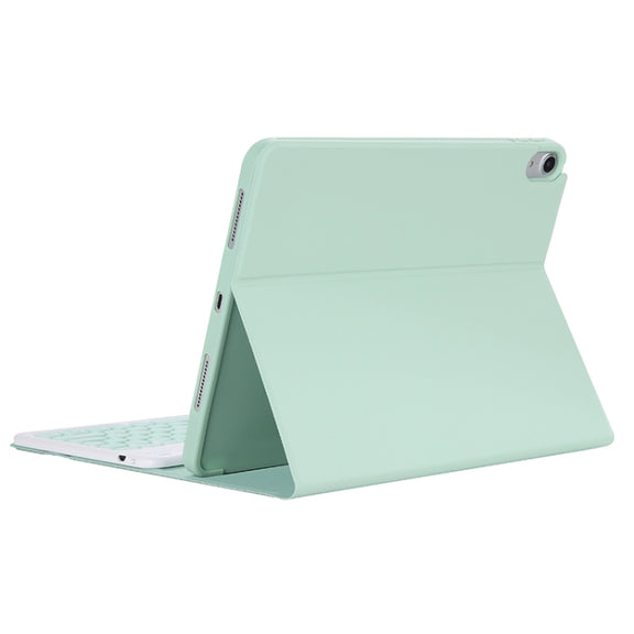 Y-C11B 2021 Detachable Candy Color Skin Texture Round Keycap Bluetooth Keyboard Leather Tablet Case with Pen Slot & Stand For iPad Pro 11 (2021)(Light Green)