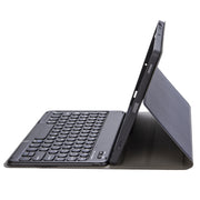 YA11B 2021 Detachable Lambskin Texture Round Keycap Bluetooth Keyboard Leather Tablet Case with Pen Slot & Stand For iPad Pro 11 (2021)(Dark Blue)