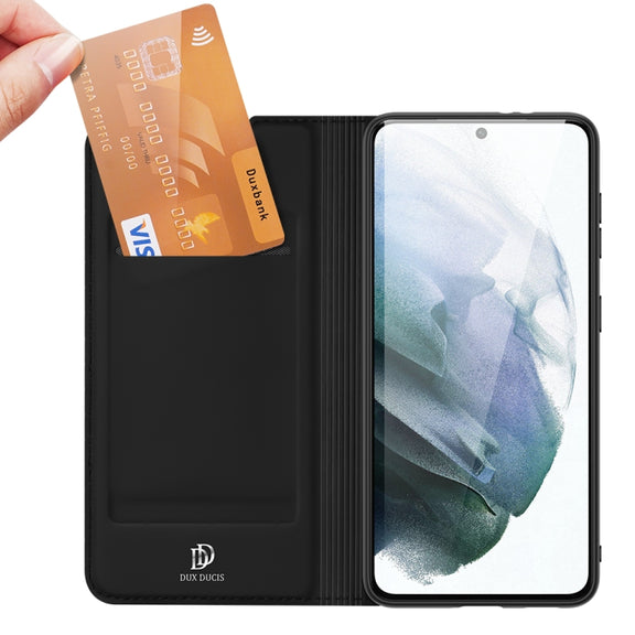 For Samsung Galaxy S21 FE DUX DUCIS Skin Pro Series Horizontal Flip PU + TPU Leather Case with Holder & Card Slots(Black)
