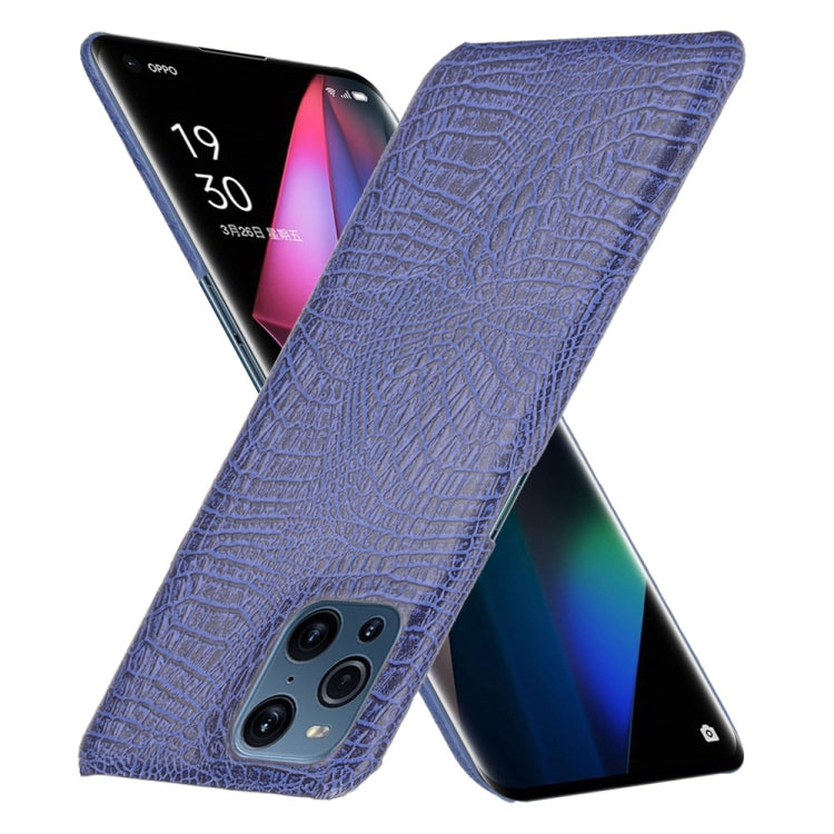 For OPPO Find X3 / X3 Pro Shockproof Crocodile Texture PC + PU Case(Blue) - OPPO Cases by PMC TechLife | Online Shopping South Africa | PMC TechLife | Buy Now Pay Later Mobicred