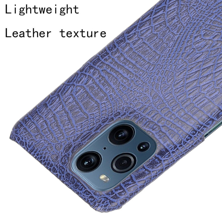 For OPPO Find X3 / X3 Pro Shockproof Crocodile Texture PC + PU Case(Blue) - OPPO Cases by PMC TechLife | Online Shopping South Africa | PMC TechLife | Buy Now Pay Later Mobicred