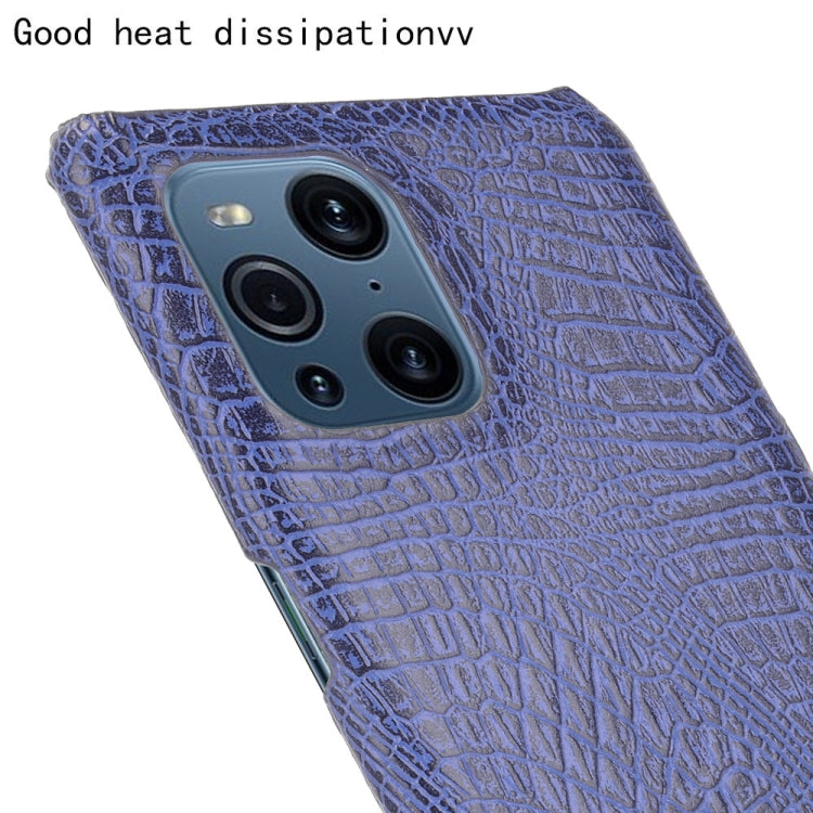For OPPO Find X3 / X3 Pro Shockproof Crocodile Texture PC + PU Case(Blue) - OPPO Cases by PMC TechLife | Online Shopping South Africa | PMC TechLife | Buy Now Pay Later Mobicred