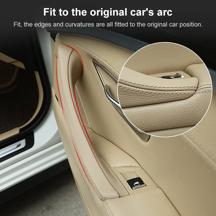 Car Leather Left Side Inner Door Handle Assembly 51417225854 for BMW 5 Series F10 / F18 2011-2017(Beige)