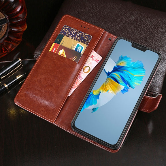 For Cubot C20 idewei Crazy Horse Texture Horizontal Flip Leather Case with Holder & Card Slots & Wallet(Rose Red)
