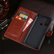For Cubot C20 idewei Crazy Horse Texture Horizontal Flip Leather Case with Holder & Card Slots & Wallet(Sky Blue)