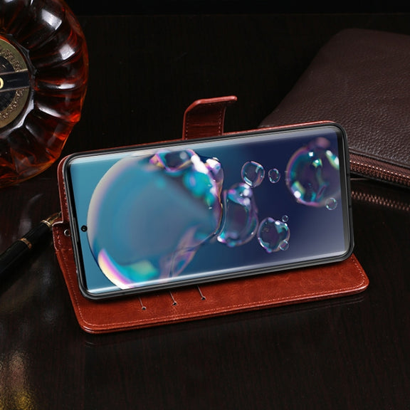For Sharp Aquos R6 idewei Crazy Horse Texture Horizontal Flip Leather Case with Holder & Card Slots & Wallet(Black)