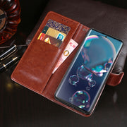 For Sharp Aquos R6 idewei Crazy Horse Texture Horizontal Flip Leather Case with Holder & Card Slots & Wallet(Yellow)