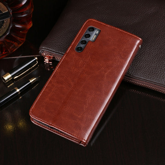 For TCL 20 Pro 5G idewei Crazy Horse Texture Horizontal Flip Leather Case with Holder & Card Slots & Wallet(White)