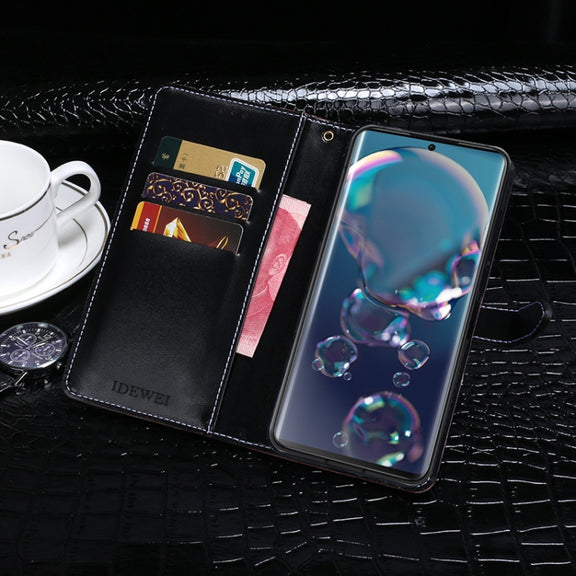 For Sharp Aquos R6 idewei Crocodile Texture Horizontal Flip Leather Case with Holder & Card Slots & Wallet(Dark Blue)