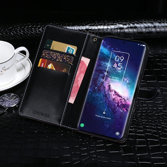 For TCL 20 Pro 5G idewei Crocodile Texture Horizontal Flip Leather Case with Holder & Card Slots & Wallet(Dark Blue)