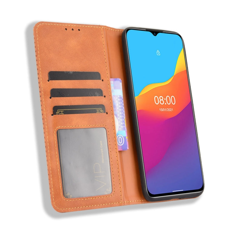 For Ulefone Note 10 Magnetic Buckle Retro Crazy Horse Texture Horizontal Flip Leather Case with Holder & Card Slots & Photo Frame(Brown) - Ulefone Cases by PMC Jewellery | Online Shopping South Africa | PMC Jewellery | Buy Now Pay Later Mobicred