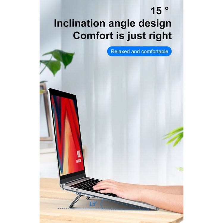 2 PCS R-JUST HZ07 Universal Stickable Shield Shape Aluminum Alloy Laptop Foldable Stand(Gray) - free shipping - PMC Jewellery - Order now!