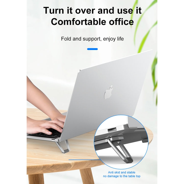 2 PCS R-JUST HZ07 Universal Stickable Shield Shape Aluminum Alloy Laptop Foldable Stand(Gray) - free shipping - PMC Jewellery - Order now!