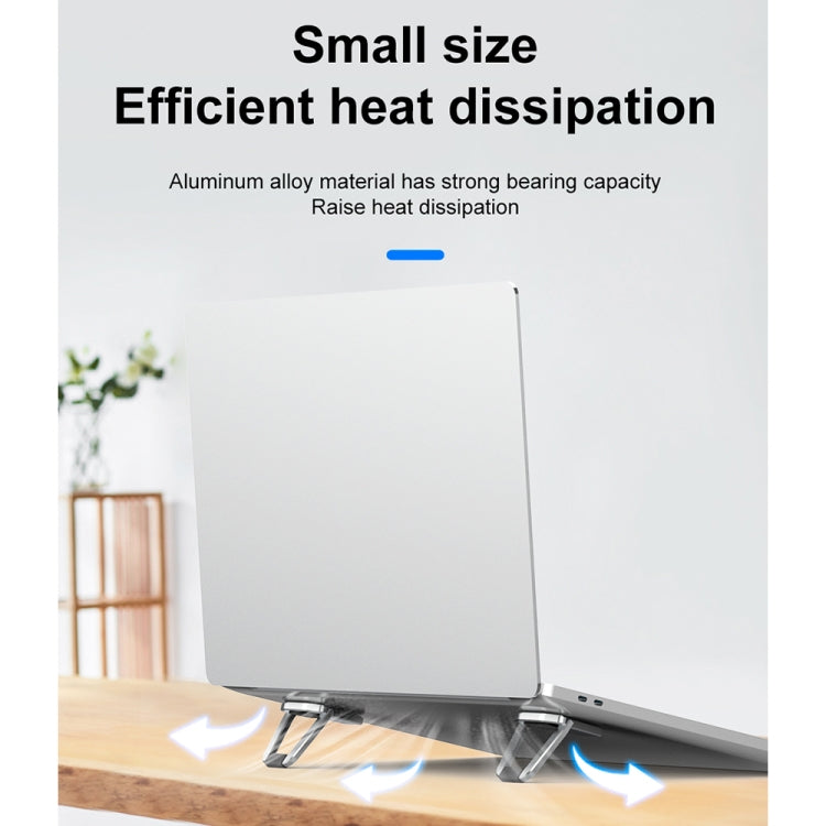 2 PCS R-JUST HZ07 Universal Stickable Shield Shape Aluminum Alloy Laptop Foldable Stand(Gray) - free shipping - PMC Jewellery - Order now!