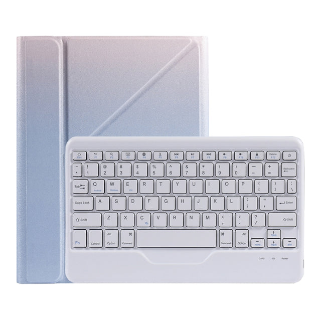 B07 Splittable Bluetooth Keyboard Leather Tablet Case with Triangle Holder & Pen Slot For iPad 9.7 2018 & 2017 / Pro 9.7 / Air 2(Gradient Purple)