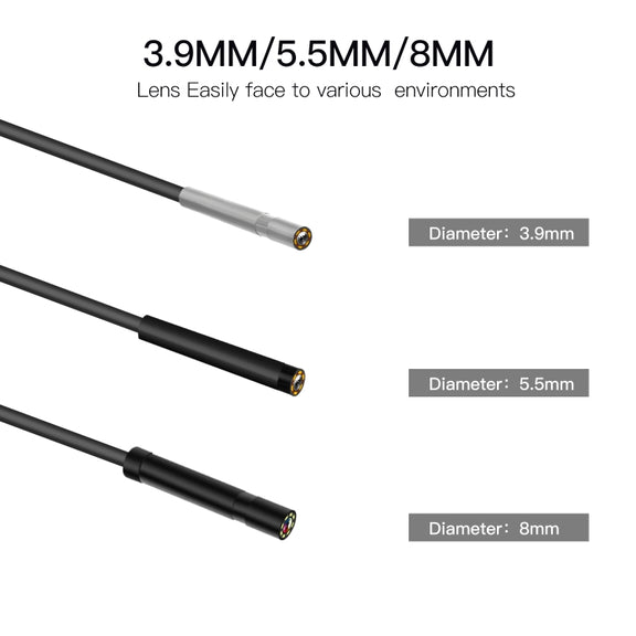 P60A 8mm 1080P 2.4 inch IPS Screen IP68 Water-resistant HD Digital Endoscope, Length:10m Hard Cable