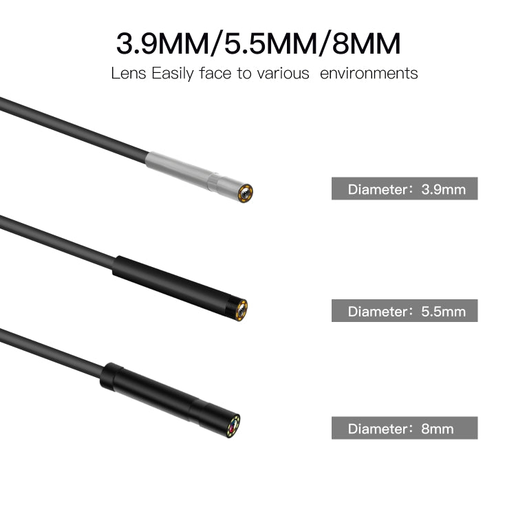 P60A 5.5mm 1080P 2.4 inch IPS Screen IP68 Water-resistant HD Digital Endoscope, Length:2m Hard Cable