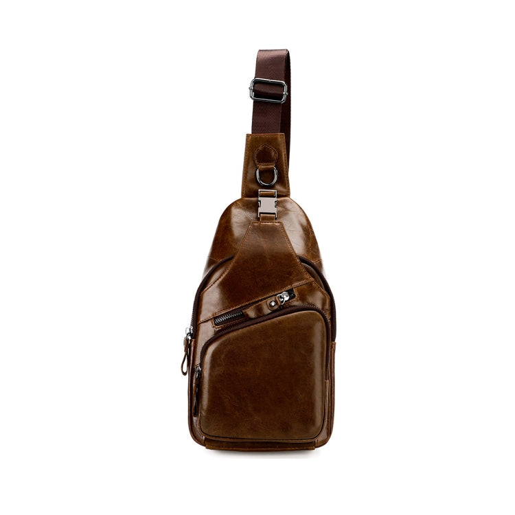 Men Leather Chest Bag Retro Shoulder Bag(Coffee) - Single-shoulder Bags by PMC TechLife | Online Shopping South Africa | PMC TechLife | Buy Now Pay Later Mobicred