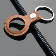Mutural PU Leather Protective Case with Key Ring for AirTag(Brown)