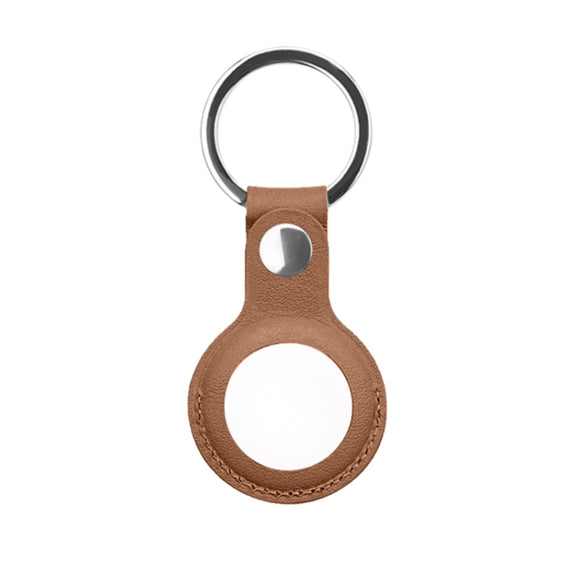 Mutural PU Leather Protective Case with Key Ring for AirTag(Brown)