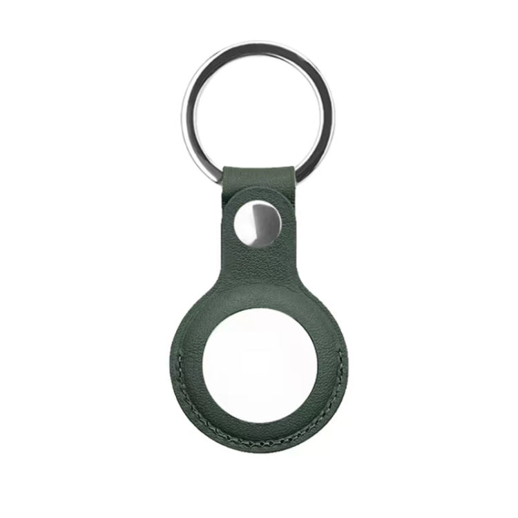 Mutural PU Leather Protective Case with Key Ring for AirTag(Dark Green) - Other by Mutural | Online Shopping South Africa | PMC Jewellery | Buy Now Pay Later Mobicred