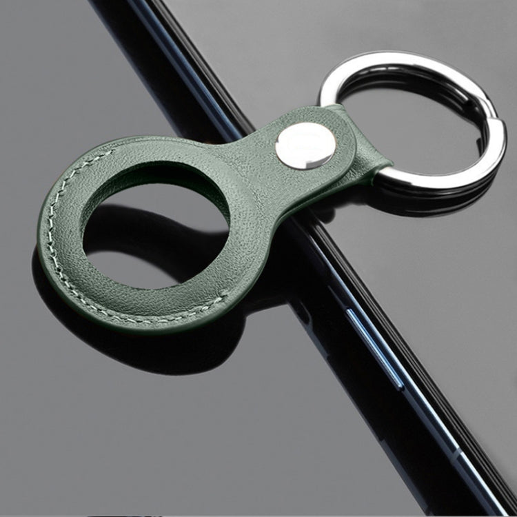 Mutural PU Leather Protective Case with Key Ring for AirTag(Dark Green) - Other by Mutural | Online Shopping South Africa | PMC Jewellery | Buy Now Pay Later Mobicred