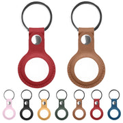 Mutural PU Leather Protective Case with Key Ring for AirTag(Brown)