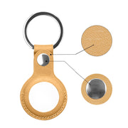 Mutural PU Leather Protective Case with Key Ring for AirTag(Brown)