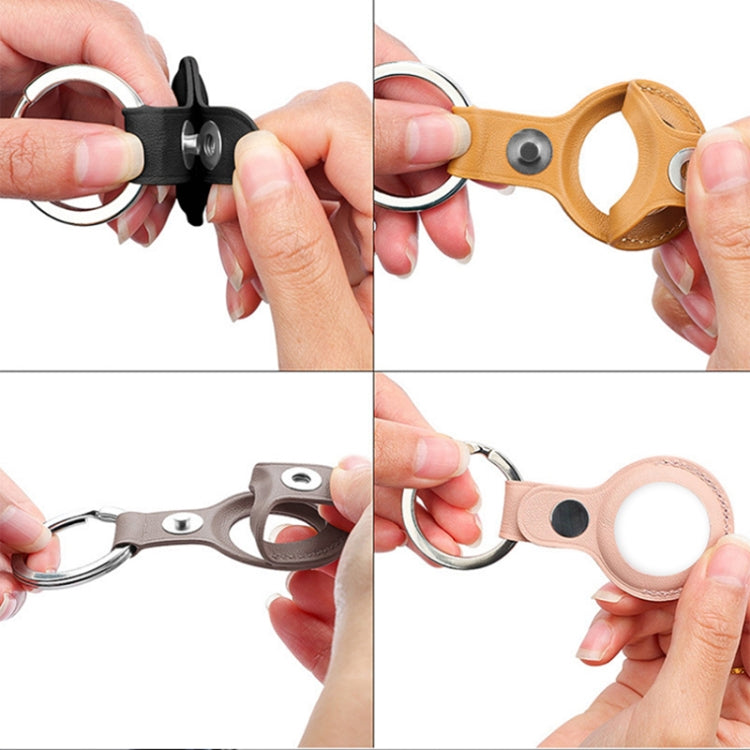 Mutural PU Leather Protective Case with Key Ring for AirTag(Pink) - Other by Mutural | Online Shopping South Africa | PMc TechLife | Buy Now Pay Later Mobicred