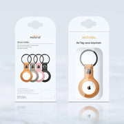 Mutural PU Leather Protective Case with Key Ring for AirTag(Brown)