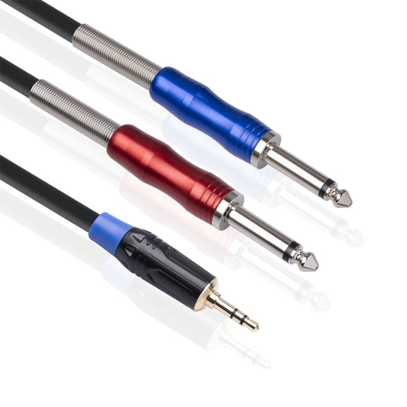 TC195BULS01-50 3.5mm Male to Dual 6.35mm Mono Male Audio Cable, Length:5m
