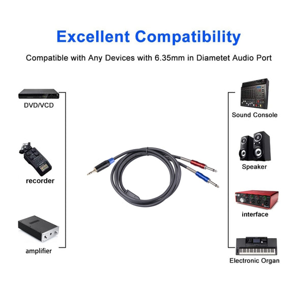 TC195BULS01-50 3.5mm Male to Dual 6.35mm Mono Male Audio Cable, Length:5m