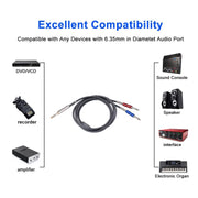 BLS0201-30 Stereo 6.35mm Male to Dual Mono 6.35mm Audio Cable, Length:3m