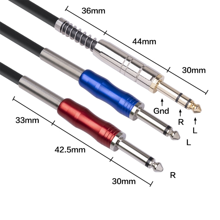 BLS0201-50 Stereo 6.35mm Male to Dual Mono 6.35mm Audio Cable, Length:5m