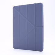 For iPad Air 13 2024 / Pro 12.9 2022 / 2021 Multi-folding TPU Leather Tablet Case with Holder & Pen Slot(Purple)