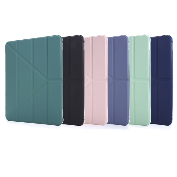 For iPad Air 13 2024 / Pro 12.9 2022 / 2021 Multi-folding TPU Leather Tablet Case with Holder & Pen Slot(Purple)