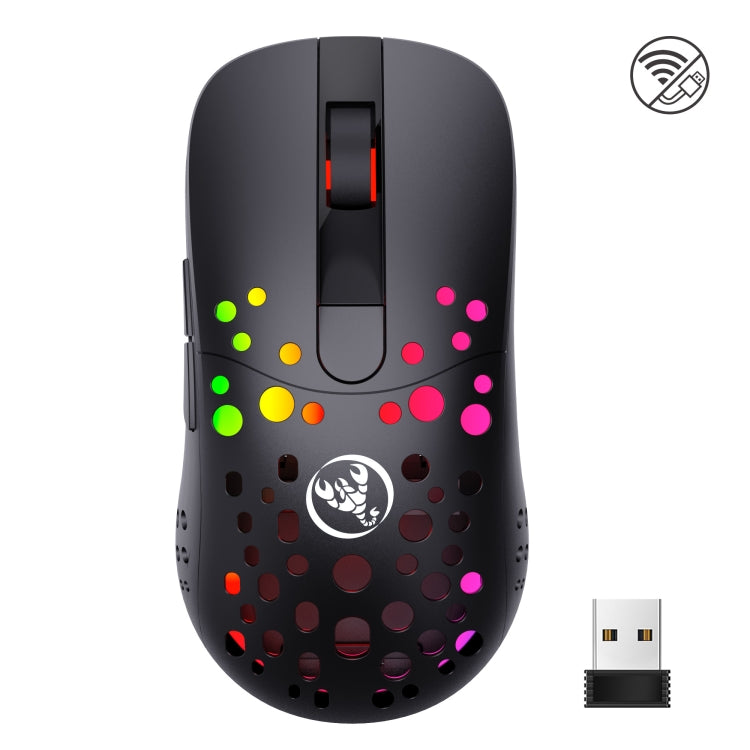 HXSJ T100 10000 DPI RGB Macro Definition Wired Wireless Dual-mode Mouse(Black) - free shipping - PMC Jewellery - Order now!