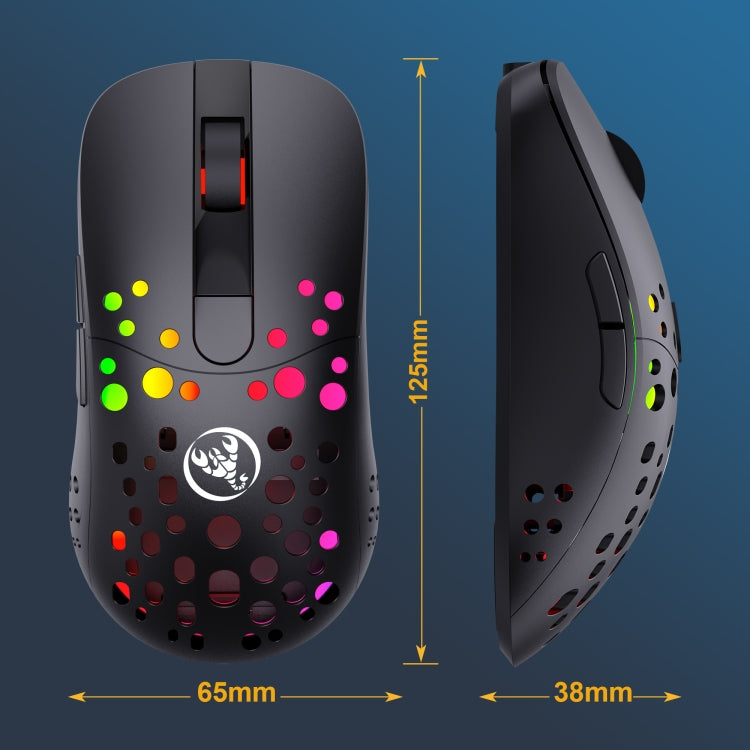 HXSJ T100 10000 DPI RGB Macro Definition Wired Wireless Dual-mode Mouse(Black) - free shipping - PMC Jewellery - Order now!