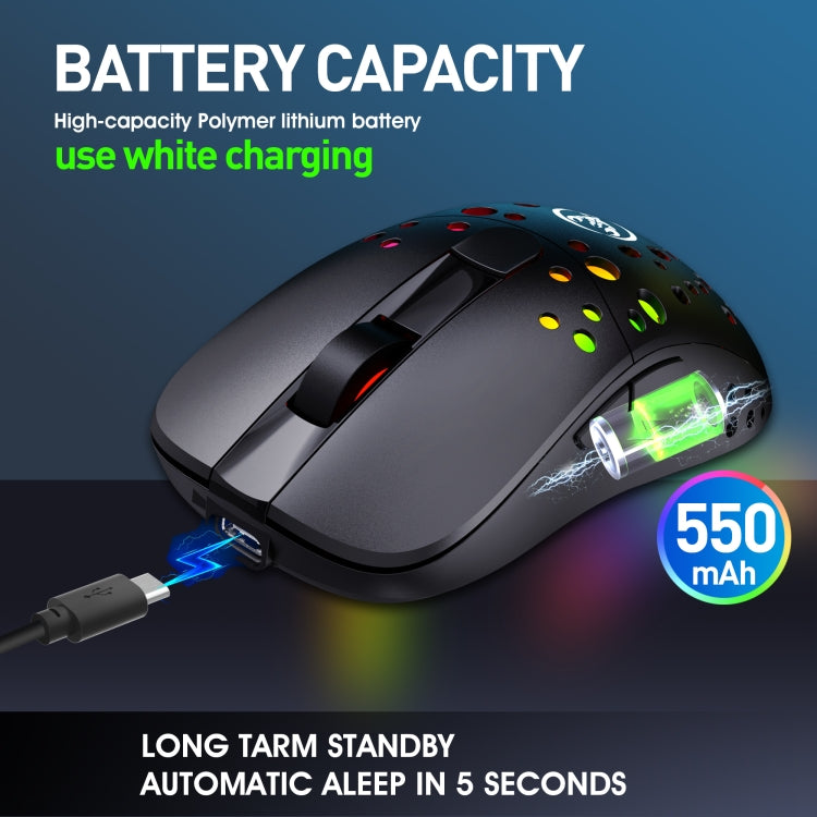 HXSJ T100 10000 DPI RGB Macro Definition Wired Wireless Dual-mode Mouse(Black) - free shipping - PMC Jewellery - Order now!