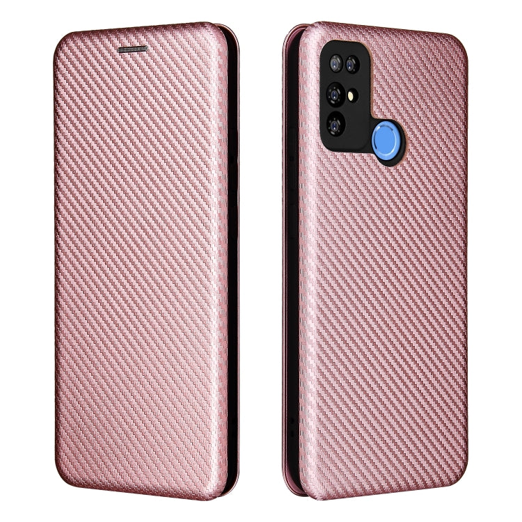 For Doogee X96 Pro Carbon Fiber Texture Horizontal Flip TPU + PC + PU Leather Case with Card Slot(Pink)