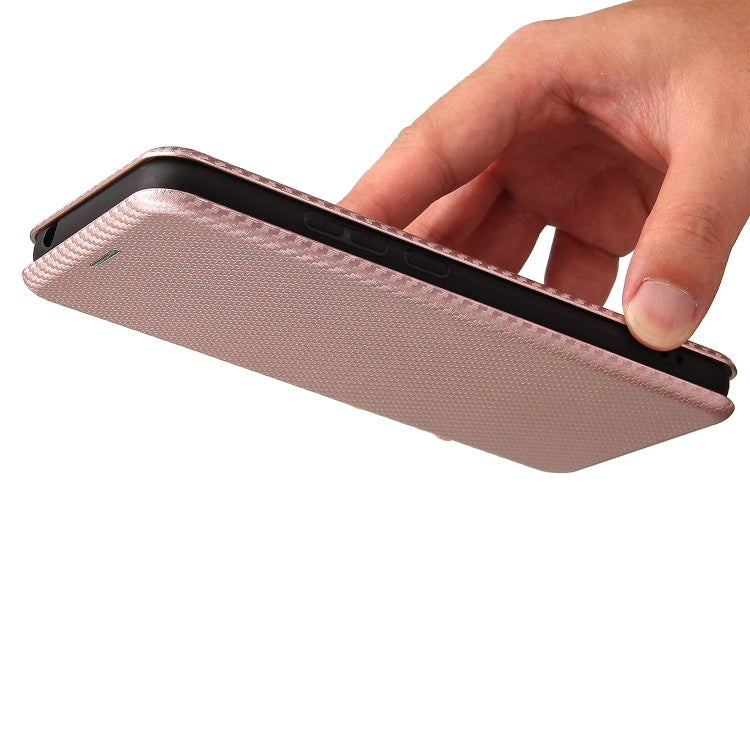 For Doogee X96 Pro Carbon Fiber Texture Horizontal Flip TPU + PC + PU Leather Case with Card Slot(Pink)
