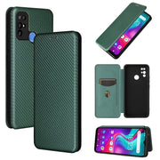 For Doogee X96 Pro Carbon Fiber Texture Horizontal Flip TPU + PC + PU Leather Case with Card Slot(Green)