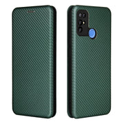 For Doogee X96 Pro Carbon Fiber Texture Horizontal Flip TPU + PC + PU Leather Case with Card Slot(Green)