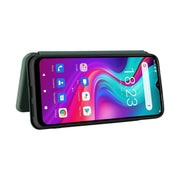 For Doogee X96 Pro Carbon Fiber Texture Horizontal Flip TPU + PC + PU Leather Case with Card Slot(Green)