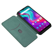 For Doogee X96 Pro Carbon Fiber Texture Horizontal Flip TPU + PC + PU Leather Case with Card Slot(Green)
