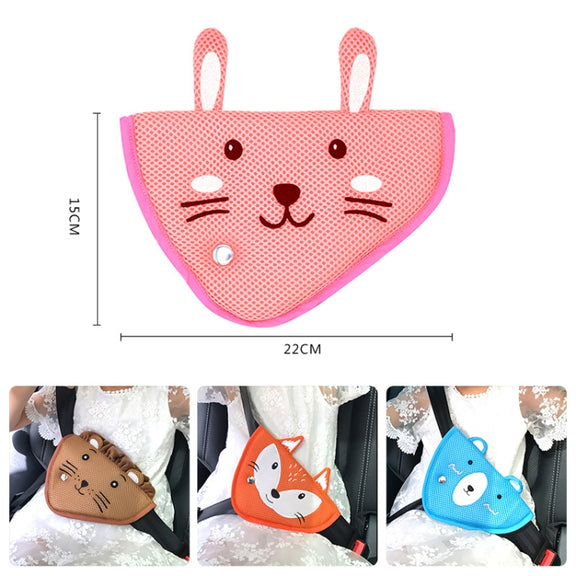 Car Child Seat Belt Adjusting and Fixing Device Buttons Seat Belt Anti-strangulation Shoulder Cover, Style:Flannel Fabric Ladybug