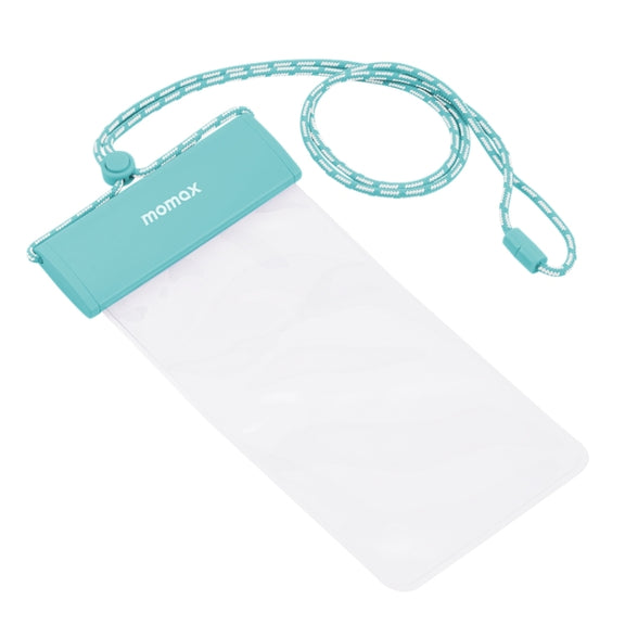 MOMAX SR25 IPX8 Outdoor Transparent PC+TPU Water-resistant Bag with Lanyard For Mobile Phones Below 7 inche(Blue)