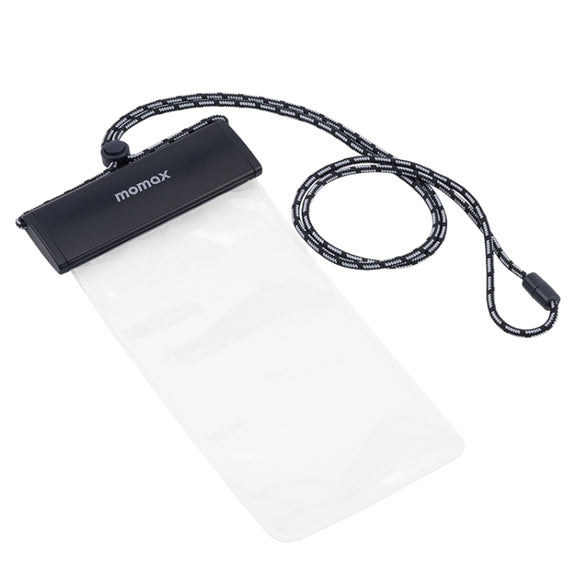MOMAX SR25 IPX8 Outdoor Transparent PC+TPU Water-resistant Bag with Lanyard For Mobile Phones Below 7 inche(Gray)